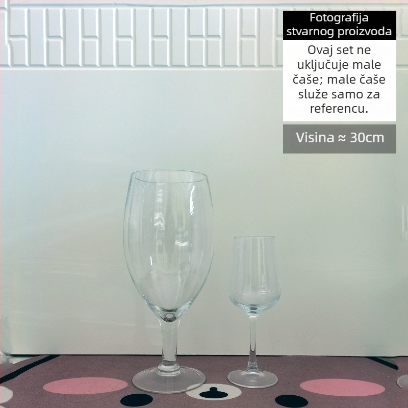 Ogromna svadbena čaša za toast – set od dvije visoke čaše za zaruke, čaj s perlama i crveno vino