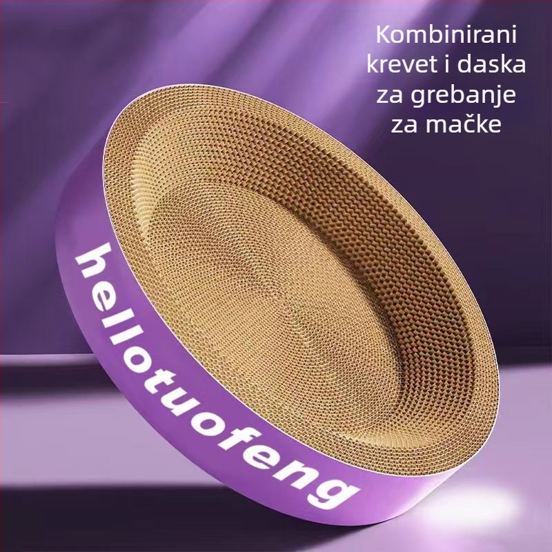 Daska za grebanje mačaka od valovitog kartona, gnijezdo bez dlačica, 3-u-1 mačje igračke i dodaci, prilagodljiva veličina i logo