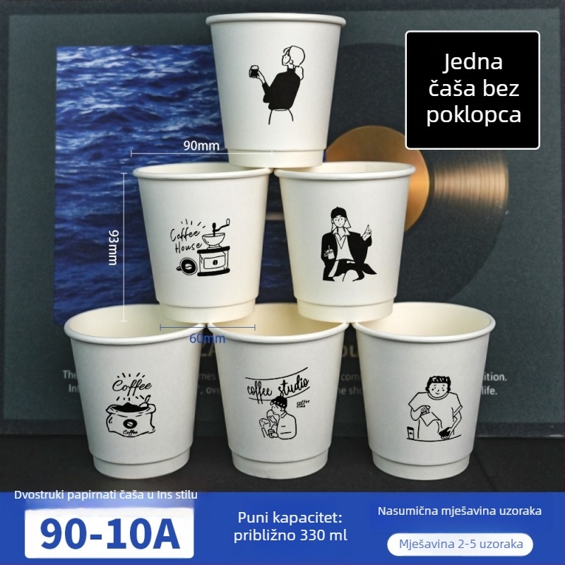 Jednokratna papirnata šalica za kavu s debelim izolacijskim slojem, protiv curenja, za dostavu, s prilagođenim logotipom
