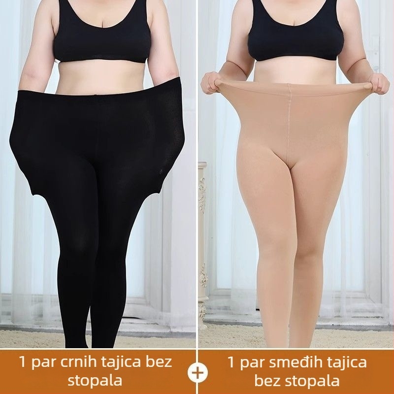 Plus-size tajice s flis podstavom za žene, proljeće-jesen, boja kože, jednobojne, srednje debele