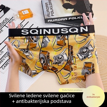 Novi stil muških gaćica od ledene svile, sladak i razigran dizajn, prozračan, tankog otiska boxer briefs
