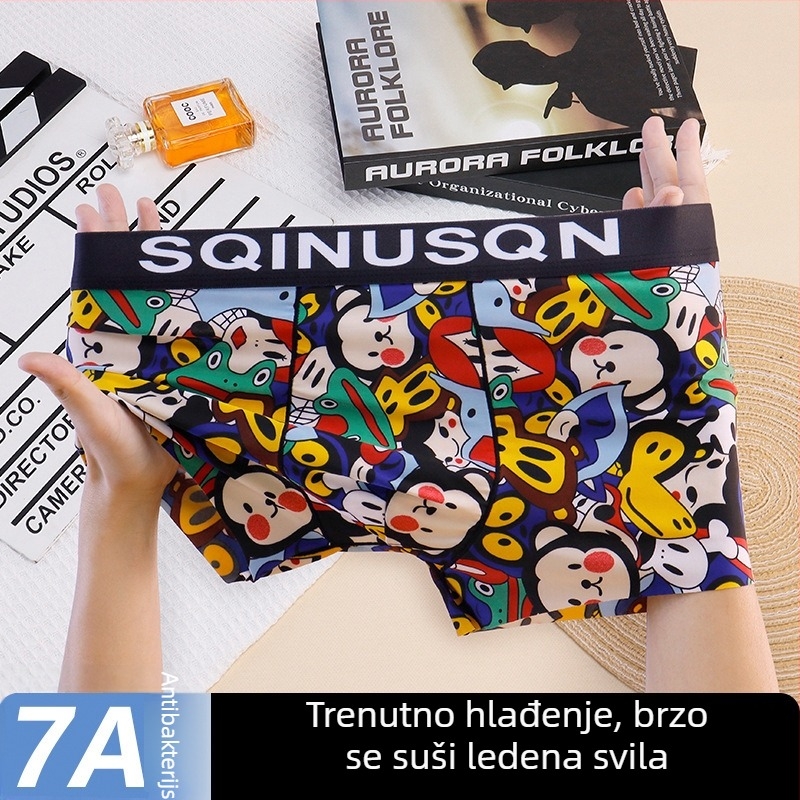 Novi stil muških gaćica od ledene svile, sladak i razigran dizajn, prozračan, tankog otiska boxer briefs