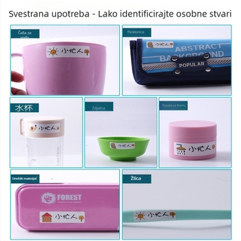 Vodootporne naljepnice s imenom za vrtić – za školske potrepštine i bočice za vodu
