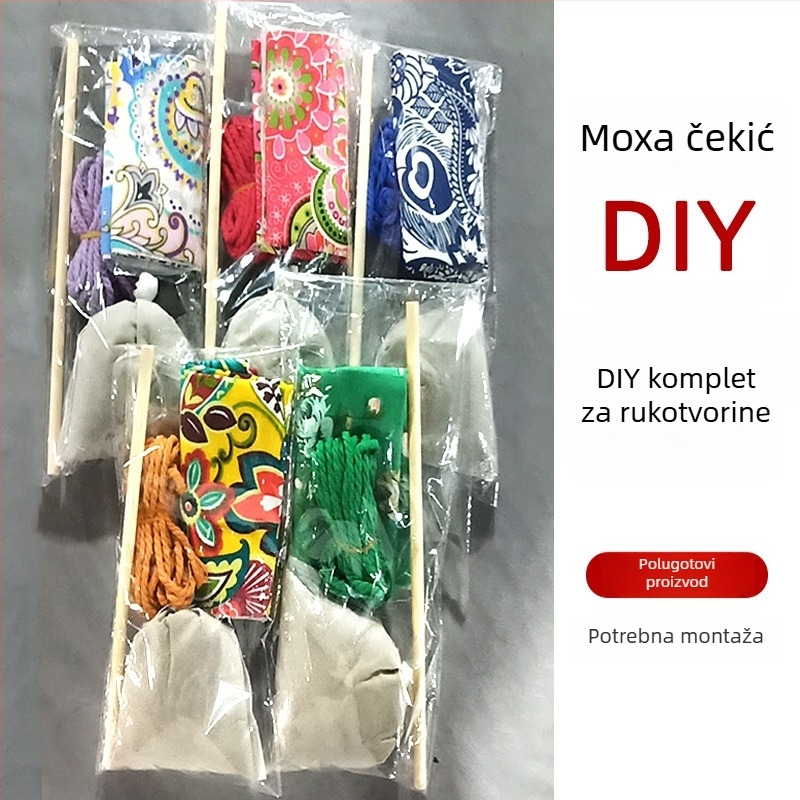 Mugwort čekić – Ručno izrađeni DIY masažni čekić sa satenskim brokat kompletom materijala (poluproizvod wellness čekić)