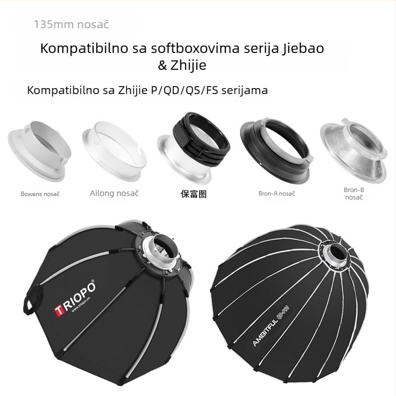 Softbox držač s bajonetnim nosačem za fotografiju, kompatibilan sa Zhijie softboxima i Zhijie koncentratorom