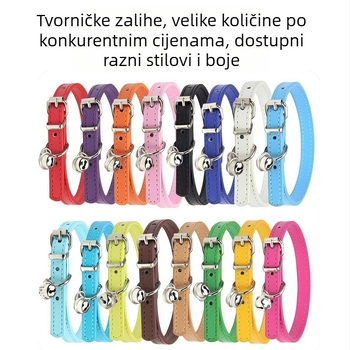PU kožna ogrlica za pse sa sitnim zvoncem, različite boje i veličine, minimalistički ravni ogrlica za mačke i pse