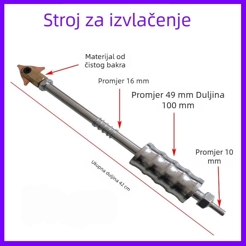 Pribor za stroj za oblikovanje i popravak lima: ručka u obliku pištolja, trokutasti dio, ugljična šipka, kružni brtveni prsten, čeljust