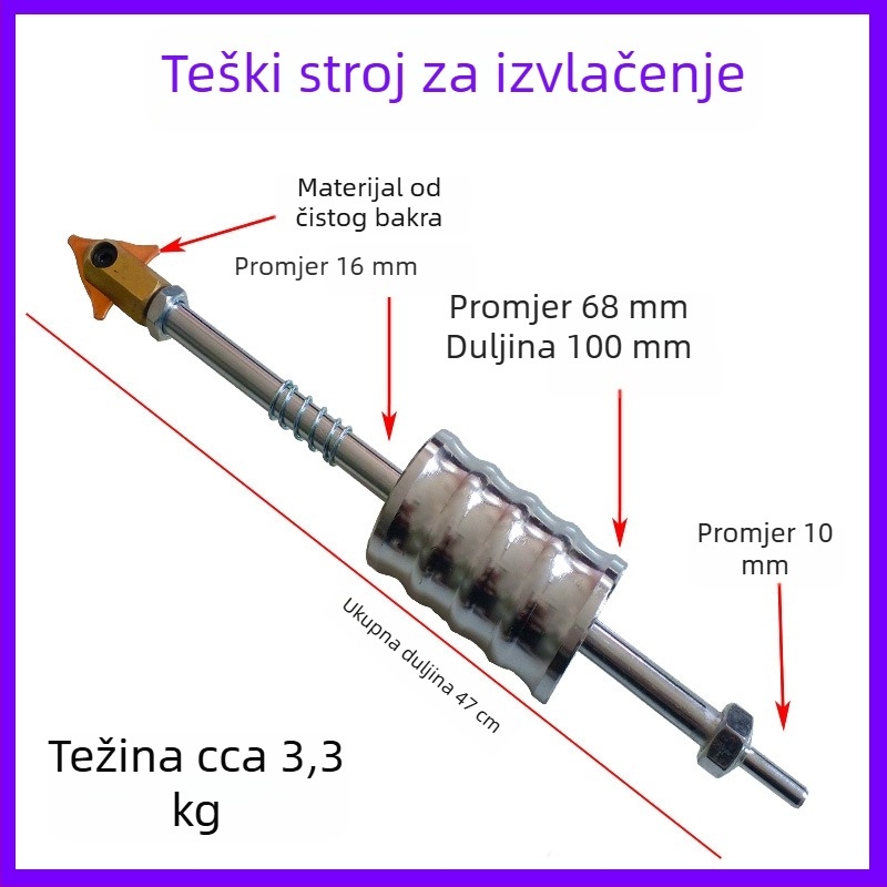 Pribor za stroj za oblikovanje i popravak lima: ručka u obliku pištolja, trokutasti dio, ugljična šipka, kružni brtveni prsten, čeljust