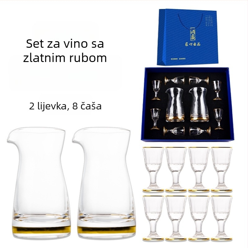 8-dijelni poklon set čaša za vino s logom, uključuje dekanter i visoke čaše