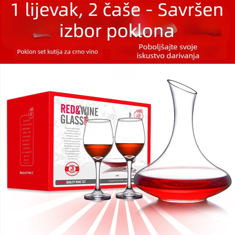 8-dijelni poklon set čaša za vino s logom, uključuje dekanter i visoke čaše