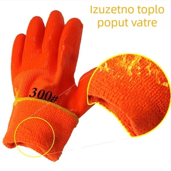 Gumene radne rukavice s fleec podstavom, zimske, debeli, vodootporni, otporni na habanje i kemikalije, za muškarce na gradilištu