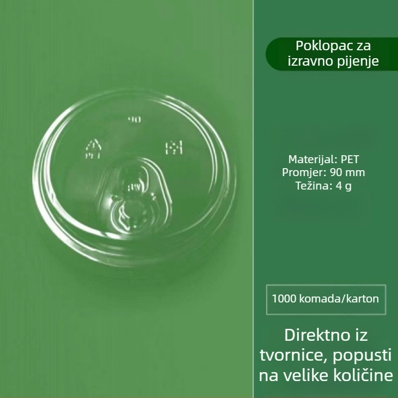 Jednokratna prozirna PET čaša u U obliku, promjera 90 mm, kapaciteta 301–400 ml, za čaj s mlijekom, kavu i hladna pića, za dostavu