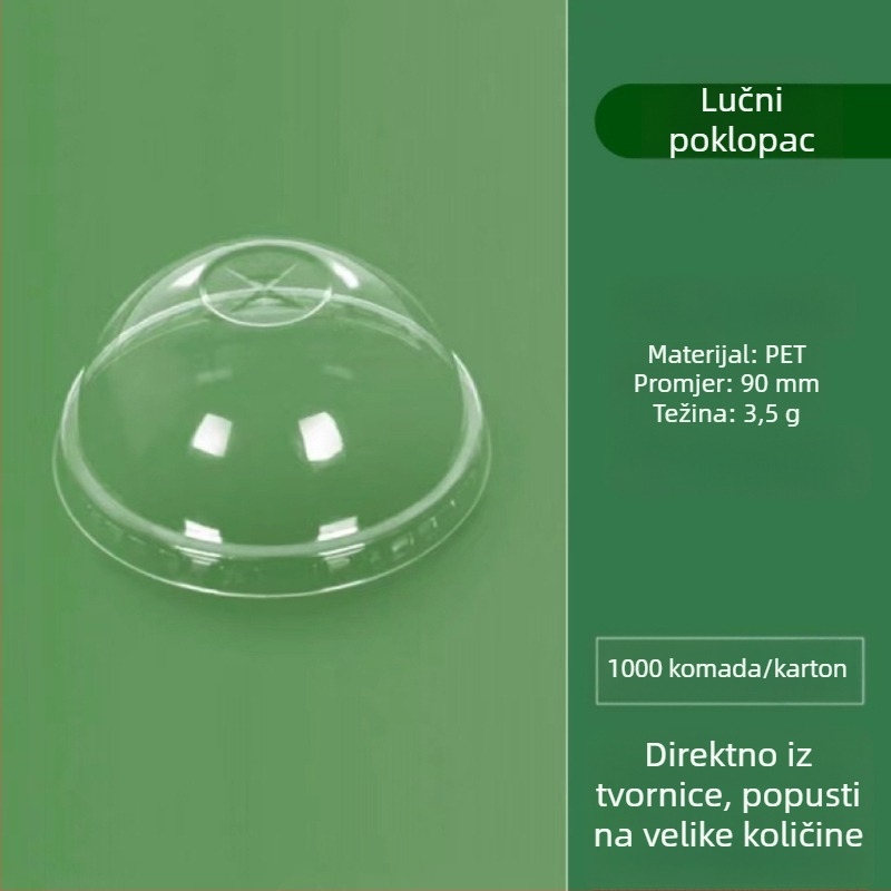Jednokratna prozirna PET čaša u U obliku, promjera 90 mm, kapaciteta 301–400 ml, za čaj s mlijekom, kavu i hladna pića, za dostavu