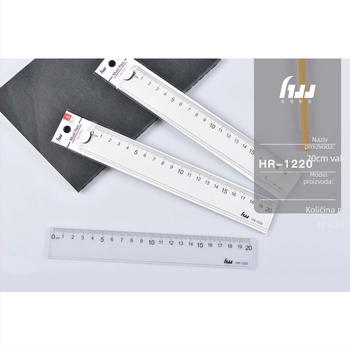 Haiwen HR-253 Prozirna 18 cm plastična ravnala s valovitim uzorkom, plavo-ružičasta – za učenike osnovne škole