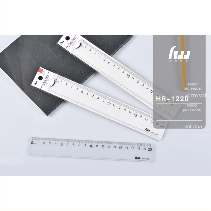 Haiwen HR-253 Prozirna 18 cm plastična ravnala s valovitim uzorkom, plavo-ružičasta – za učenike osnovne škole