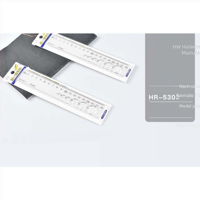 Haiwen HR-253 Prozirna 18 cm plastična ravnala s valovitim uzorkom, plavo-ružičasta – za učenike osnovne škole