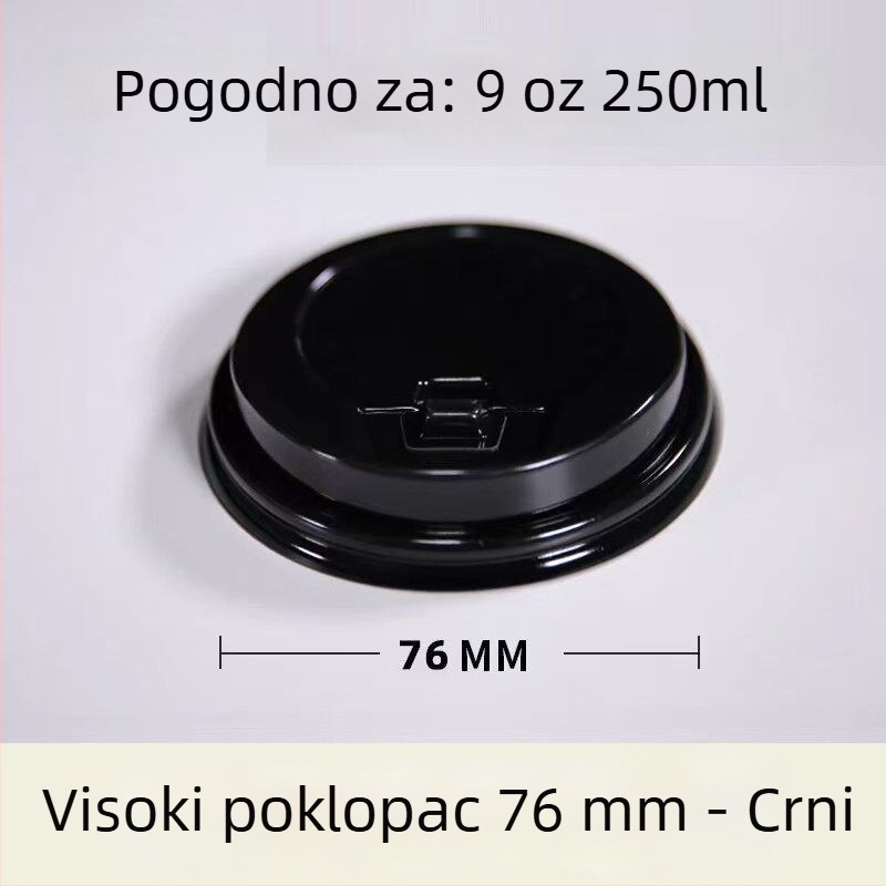 Jednokratna kapica za papirnatu čašu, plosni poklop s prekidačem, promjeru 80/90 mm, višenamjenski spojni poklop, vodonepropusan, poklop za čaj s mlijekom.