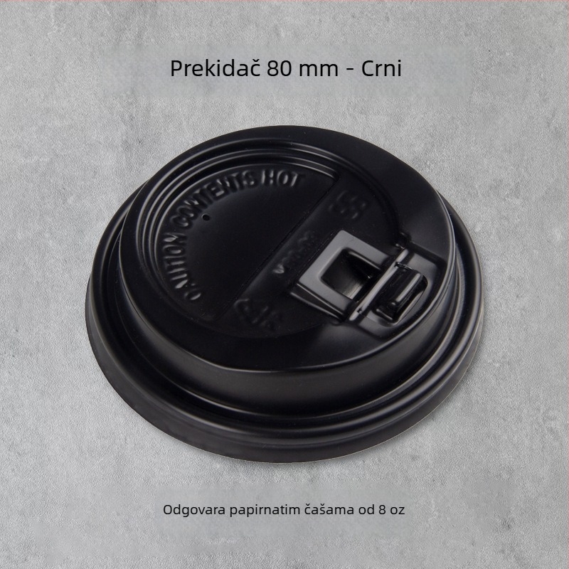 Jednokratna kapica za papirnatu čašu, plosni poklop s prekidačem, promjeru 80/90 mm, višenamjenski spojni poklop, vodonepropusan, poklop za čaj s mlijekom.
