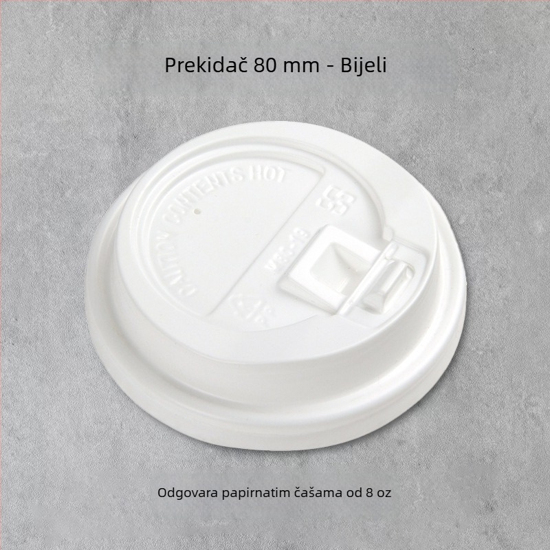 Jednokratna kapica za papirnatu čašu, plosni poklop s prekidačem, promjeru 80/90 mm, višenamjenski spojni poklop, vodonepropusan, poklop za čaj s mlijekom.