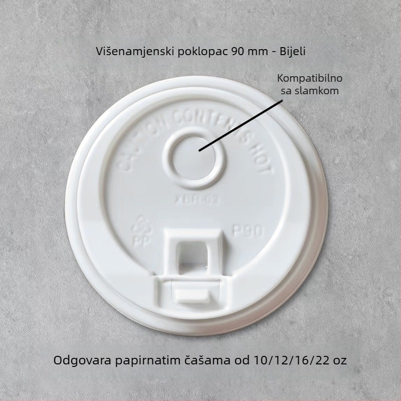 Jednokratna kapica za papirnatu čašu, plosni poklop s prekidačem, promjeru 80/90 mm, višenamjenski spojni poklop, vodonepropusan, poklop za čaj s mlijekom.