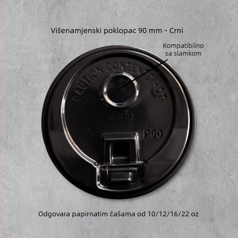 Jednokratna kapica za papirnatu čašu, plosni poklop s prekidačem, promjeru 80/90 mm, višenamjenski spojni poklop, vodonepropusan, poklop za čaj s mlijekom.