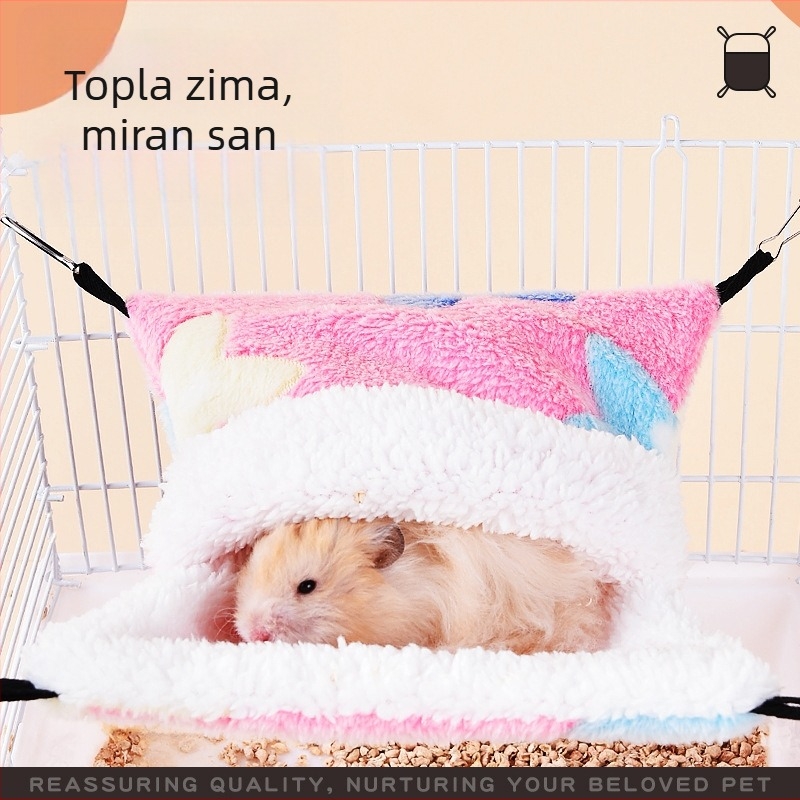 Topli dvostruko slojeviti viseći hamak za male kućne ljubimce.