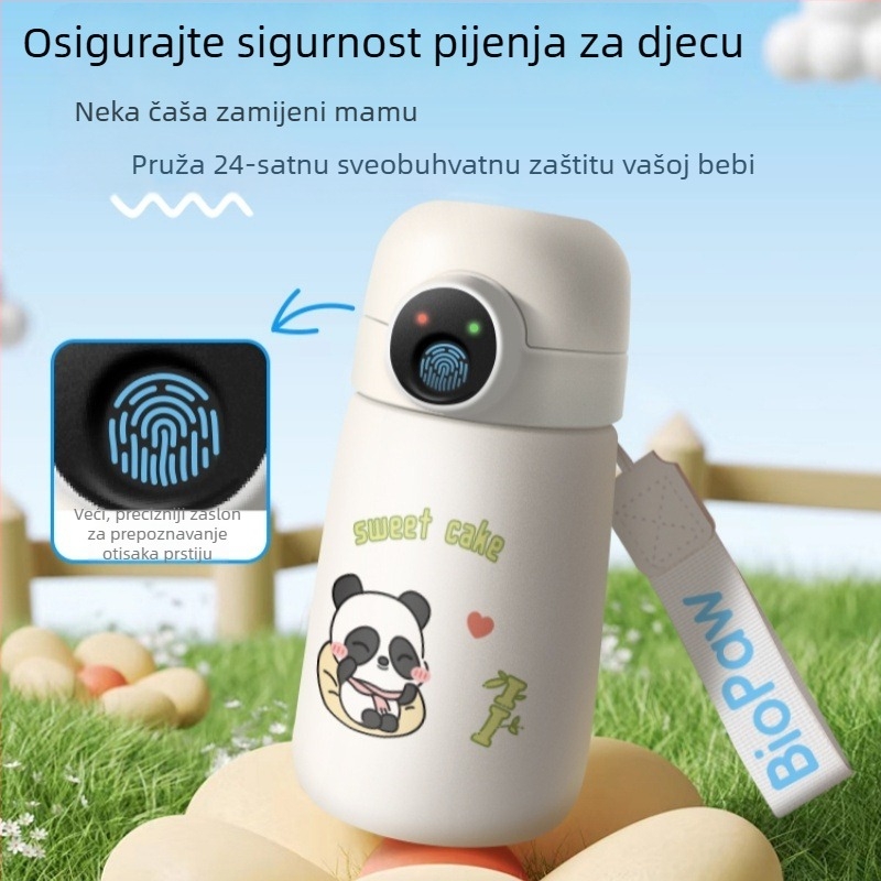Prilagodljiva čaša za vodu s otiskom prsta, izolirana i pametna, sa slamkom, za učenike