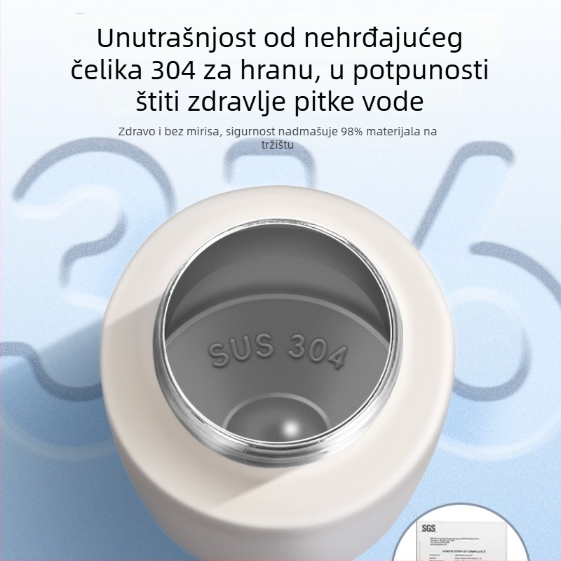 Prilagodljiva čaša za vodu s otiskom prsta, izolirana i pametna, sa slamkom, za učenike