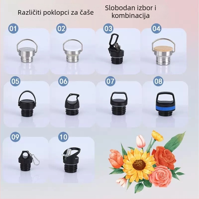 Kape za sportske boce s vodom: velike i male otvore, PP kapice za izravno piće i slične kapice