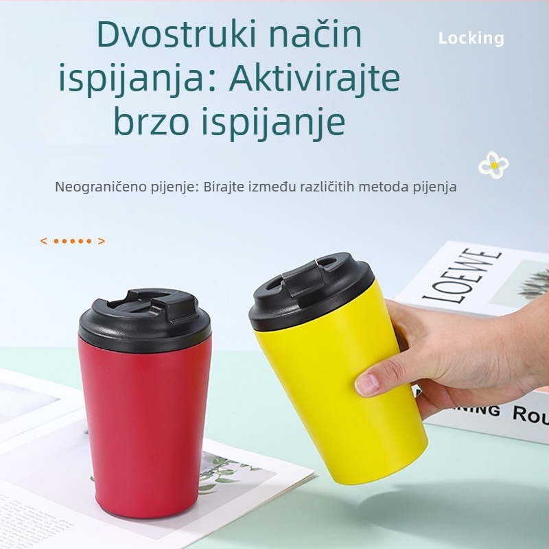 Izolirana čaša od nehrđajućeg čelika s mjernom skalom, prenosiva za muškarce i žene, s mogućnošću prilagođavanja logotipa