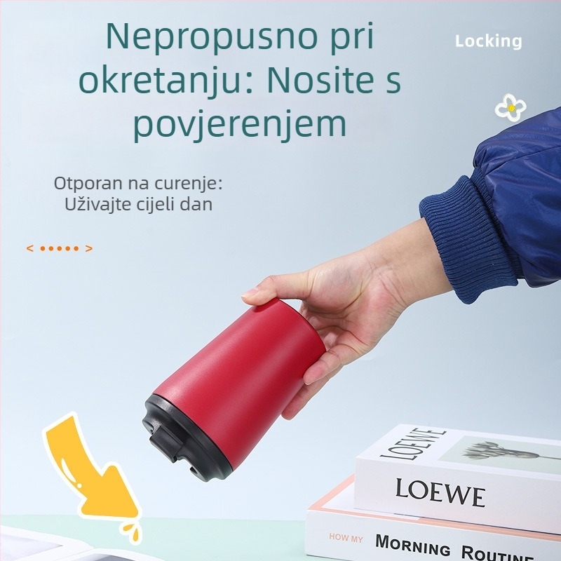 Izolirana čaša od nehrđajućeg čelika s mjernom skalom, prenosiva za muškarce i žene, s mogućnošću prilagođavanja logotipa