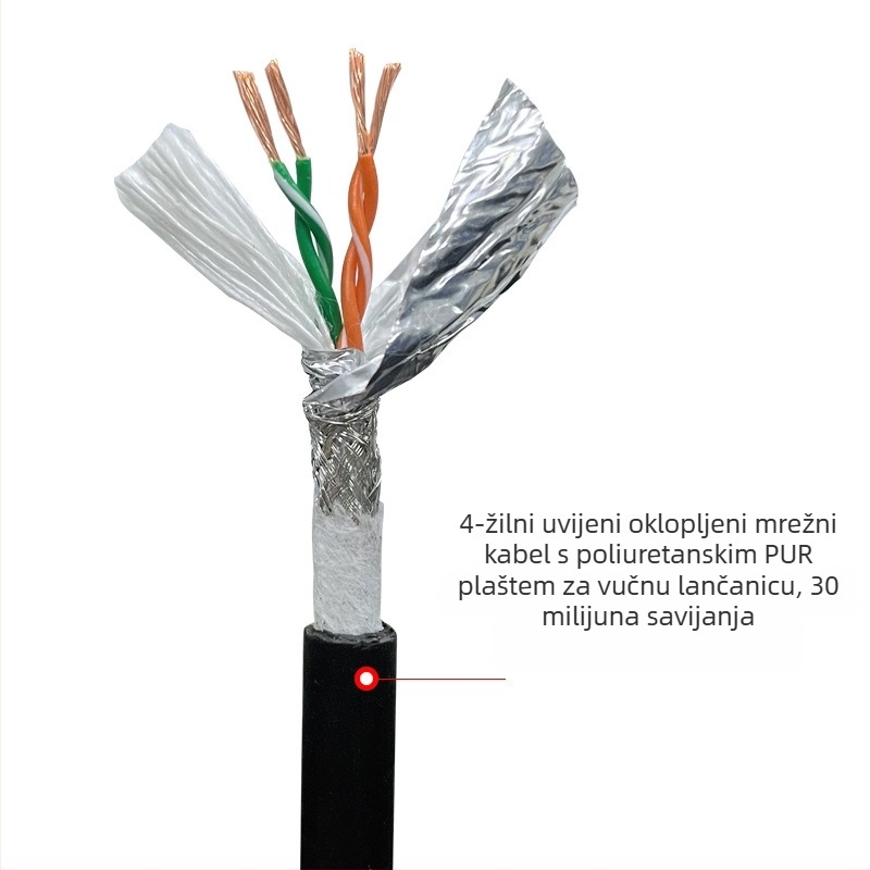 Cat5/Cat6/Cat7 dvostruko zaštićeni industrijski Ethernet kabel za strojnu opremu, otpornost na smetnje, otporan na ulje, otporan na savijanje, fleksibilni lanac za uvlačenje kablova