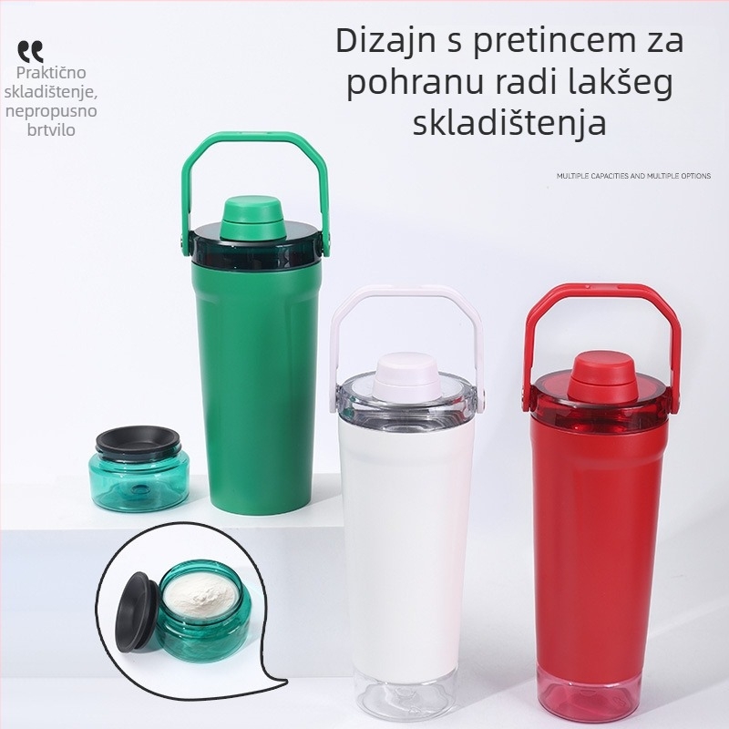 Izolirana šejker šalica od nehrđajućeg čelika s držalom, 20 oz, prenosna sportska boca