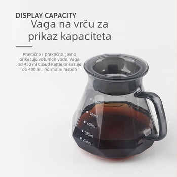 Kanica za filtriranu kavu s motivom obsidijan dijamant u oblaku, debelo otporno staklo sa mernom skalom