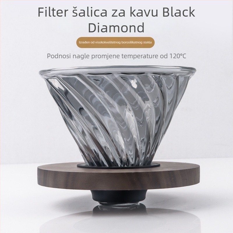 Kanica za filtriranu kavu s motivom obsidijan dijamant u oblaku, debelo otporno staklo sa mernom skalom