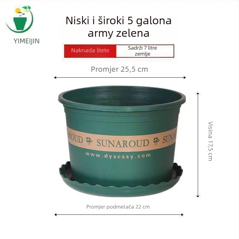 Plastična posuda za cvijeće veličine galona, pogodna za balkon i dnevni boravak, za zelene biljke i ružu, ekstra velika i debeli zidovi