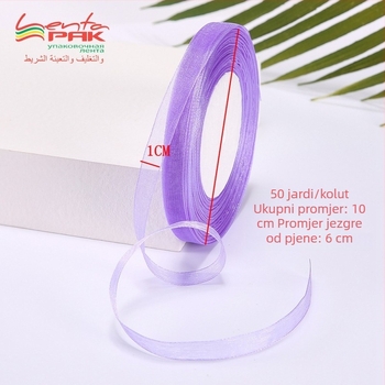 Prozirna organza vrpca, širina 10 mm, duljina 50 jardi