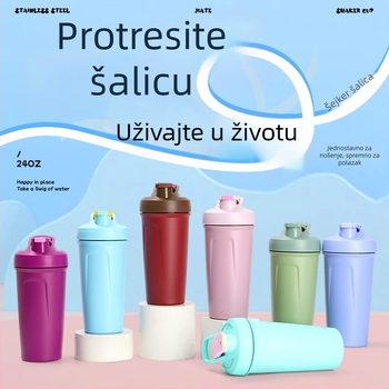Termos šalica od 304 nehrđajućeg čelika s mjernom skalom, jednofarbna, kućna upotreba, šalica za kavu, prenosni shaker za proteine u prahu