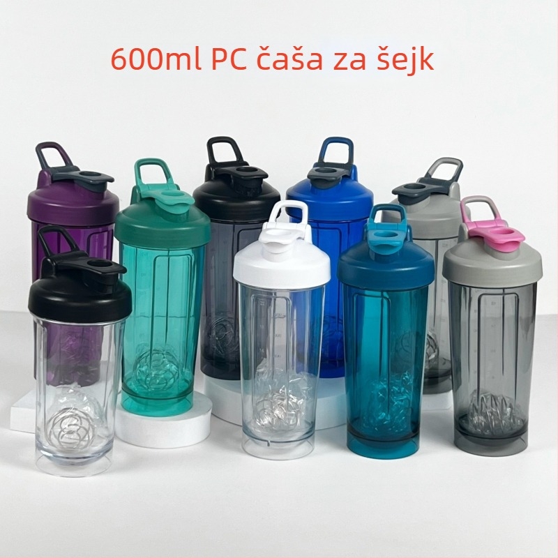 600 ml PC Tritan šejker za proteine, plastična šalice za sport i vanjsku upotrebu, prenosiva
