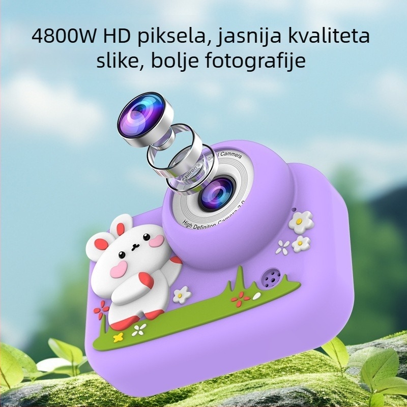 Dječja digitalna kamera visoke rezolucije s Panda likom, dvostruka kamera za fotografiranje, igračka za učenike, 48 MP, ekran za zaštitu očiju