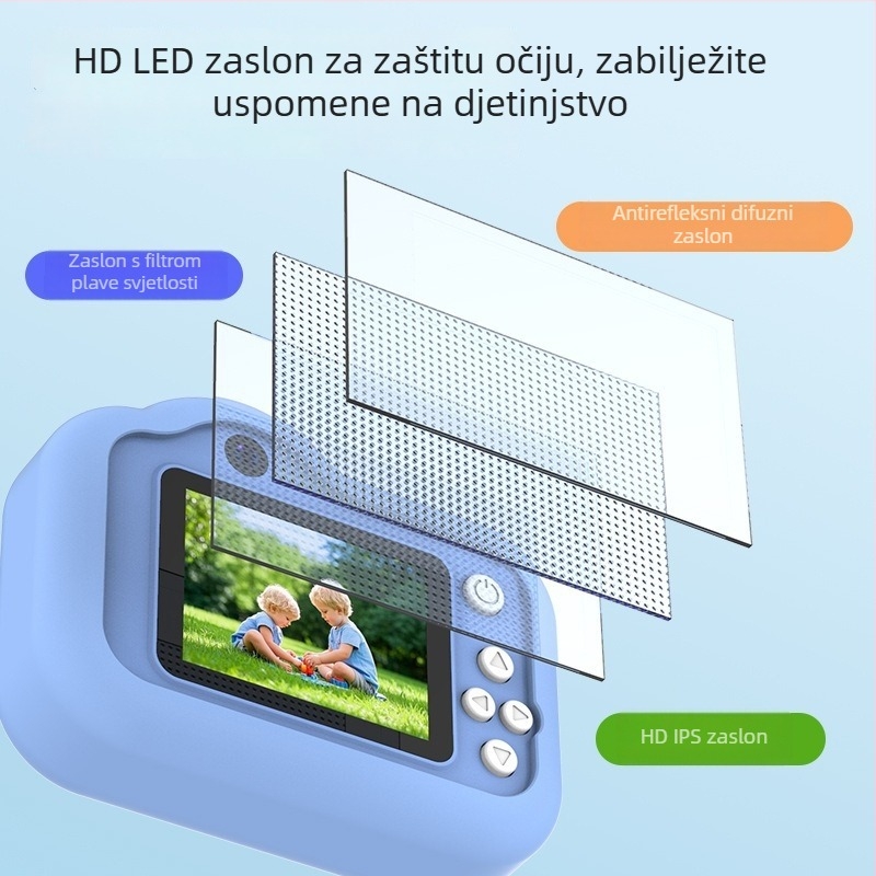 Dječja digitalna kamera visoke rezolucije s Panda likom, dvostruka kamera za fotografiranje, igračka za učenike, 48 MP, ekran za zaštitu očiju