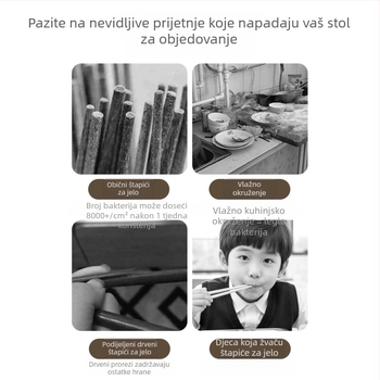 Štapići od 316L nehrđajućeg čelika za kućnu upotrebu, vrhunske kvalitete, antibakterijski, otporni na plijesan, namijenjeni obitelji, lagan doživljaj luksuza, premium doživljaj, protuklizni