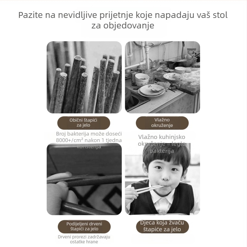 Štapići od 316L nehrđajućeg čelika za kućnu upotrebu, vrhunske kvalitete, antibakterijski, otporni na plijesan, namijenjeni obitelji, lagan doživljaj luksuza, premium doživljaj, protuklizni