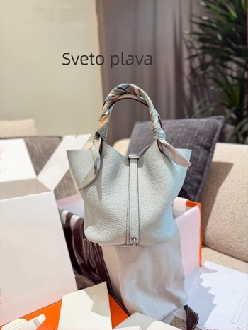 Ženska torba od prave kože Togo18 s Lychee teksturom, bucket torba za svakodnevnu upotrebu