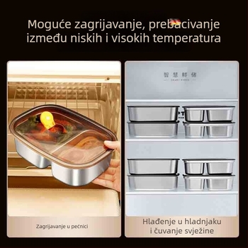 Kutija za ručak od 304 nehrđajućeg čelika s poklopcem, vodonepropusna i čuva hranu, za ured