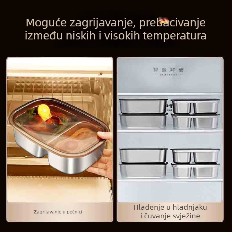 Kutija za ručak od 304 nehrđajućeg čelika s poklopcem, vodonepropusna i čuva hranu, za ured