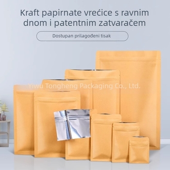 Debele vrećice od aluminijem premazanog kraft papira sa ravnim dnom, vodootporne i otporne na vlagu, za pakiranje hrane i čaja, samouzavirajuće vrećice od kraft papira s aluminijskom folijom
