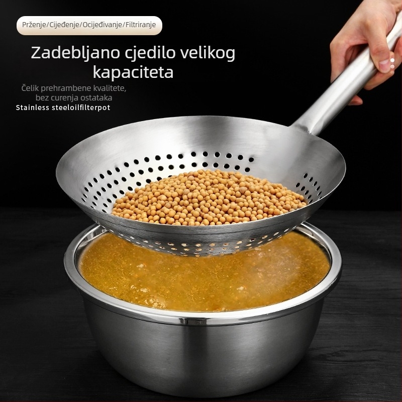 Nehrđajući čelični mrežasti kuhač za prženje i vrući lonac, zaštita od opeklina, kontrola izlijevanja ulja, ocjeđivanje i podizanje rezanaca, za kuhinju kod kuće i profesionalnu kuhinju