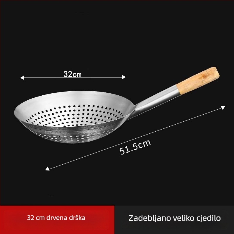 Nehrđajući čelični mrežasti kuhač za prženje i vrući lonac, zaštita od opeklina, kontrola izlijevanja ulja, ocjeđivanje i podizanje rezanaca, za kuhinju kod kuće i profesionalnu kuhinju