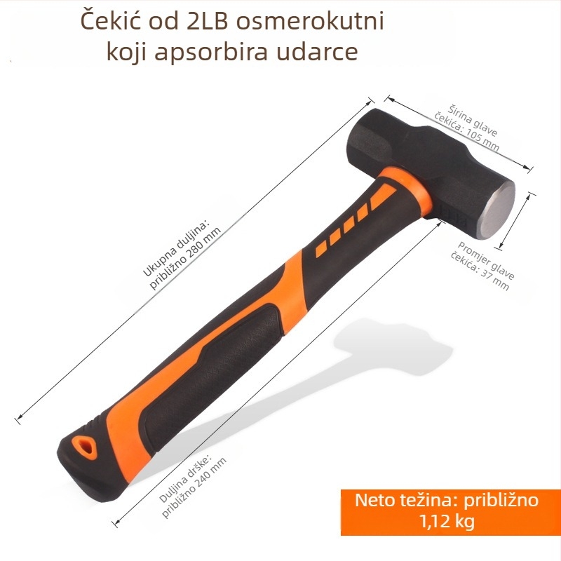 Oktagonalni čekić za rušenje zidova, čvrst jedinstveni kućište, težak ručni čekić